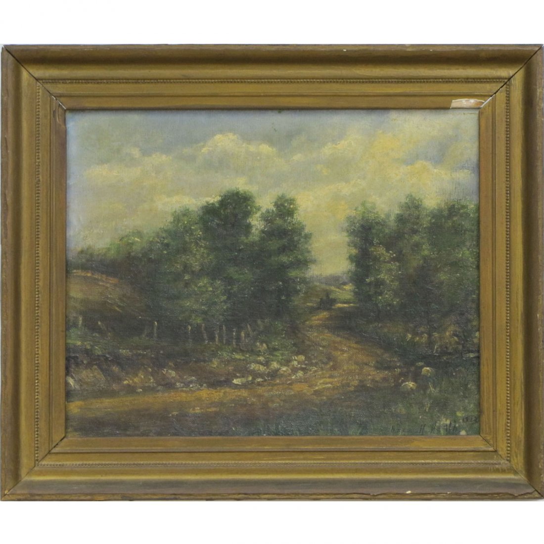 EDDA MAXWELL HEATH (NEW YORK/CALIFORNIA 1874-1972): EDDA MAXWELL HEATH (NEW YORK/CALIFORNIA 1874-1972), OIL ON CANVAS BOARD, "THE NEW ROAD", SIGNED AND TITLED 1912. 8 X 10"; FRAMED 11 X 13"