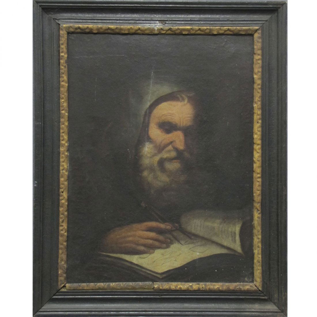 GERMAN SCHOOL (18TH CENTURY), OIL ON CANVAS: GERMAN SCHOOL (18TH CENTURY), OIL ON CANVAS, STUDY OF MICHELANGELO, UNSIGNED. 22 X 16 1/2"; FRAMED 27 X 22"
