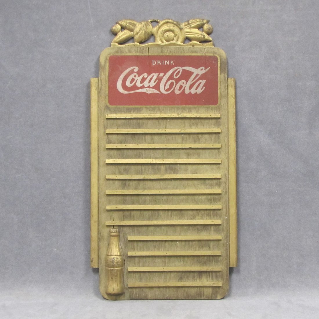 1939 COCA-COLA WOOD AND METAL MENU BOARD: 1939 COCA-COLA WOOD AND METAL MENU BOARD. HEIGHT 27"; WIDTH 14"