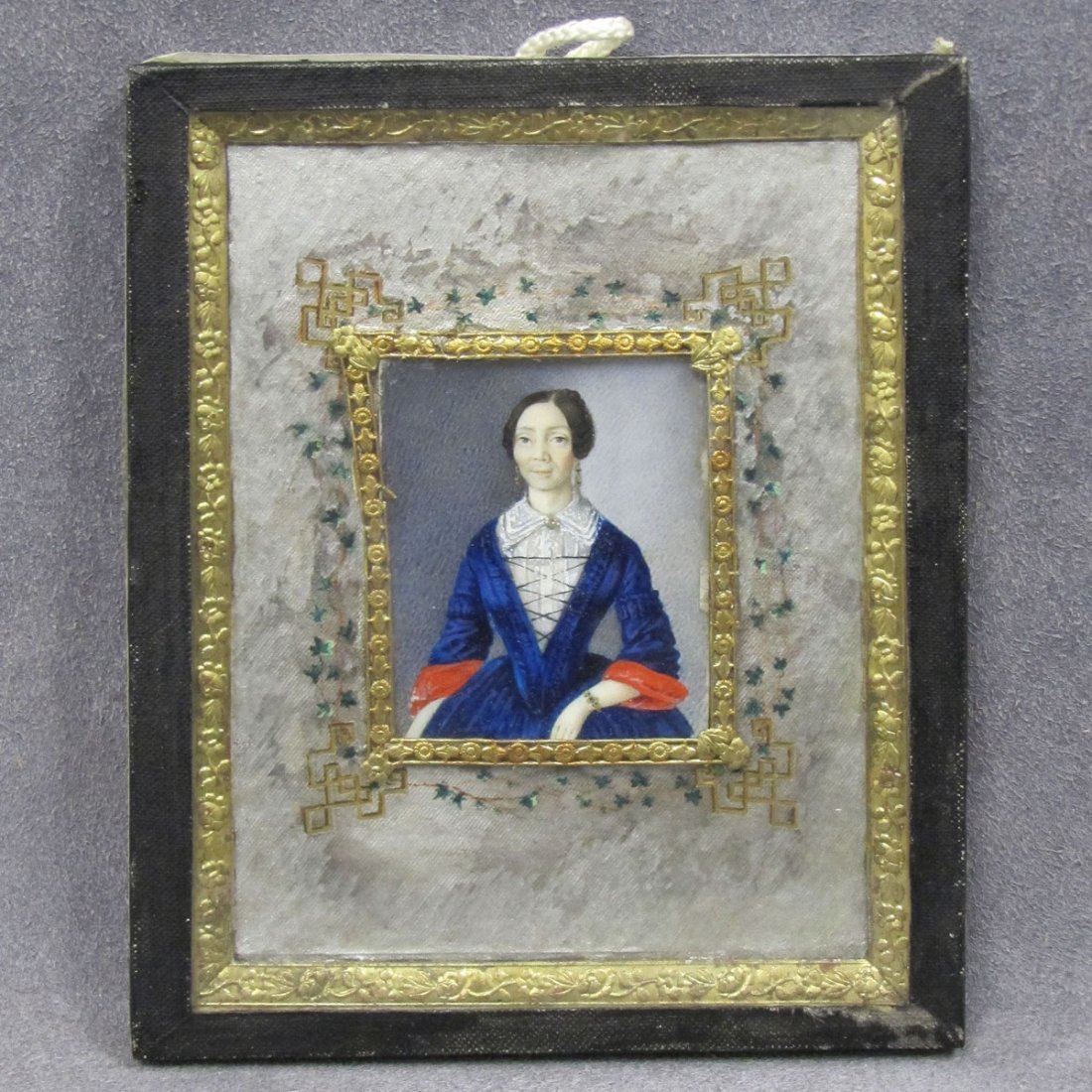 CONTINENTAL SCHOOL (19TH CENTURY) PORTRAIT MINIATURE: CONTINENTAL SCHOOL (19TH CENTURY) WATERCOLOR ON IVORY, PORTRAIT MINIATURE OF A WOMAN. 2 X 1 5/8"; FRAMED 5 1/4 X 4 1/4" **CANNOT EXPORT** DEC #16-35