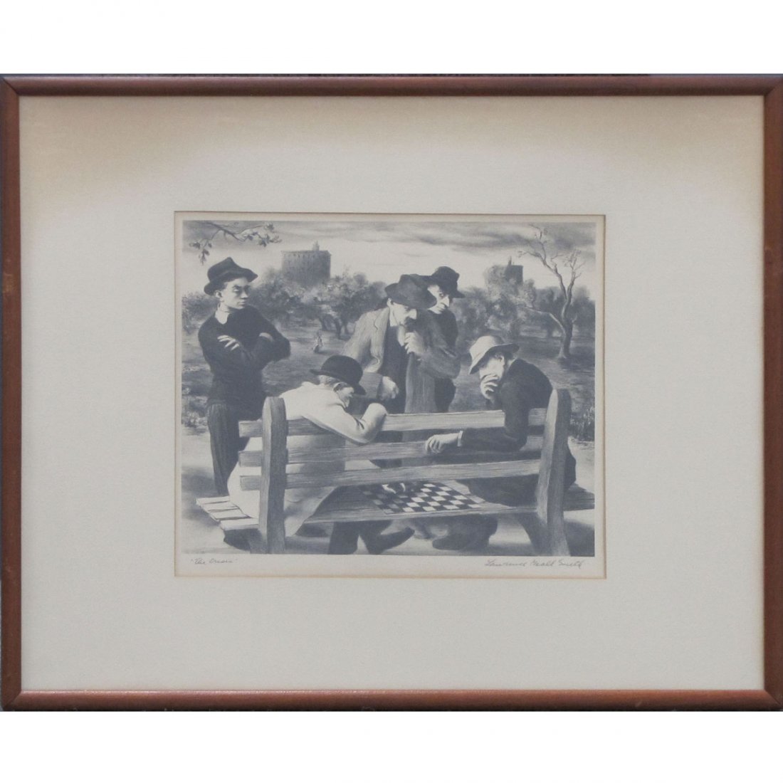 LAWRENCE BEALL SMITH (AMERICAN 1909-1989), LITHO : LAWRENCE BEALL SMITH (AMERICAN 1909-1989), LITHOGRAPH, "THE CRISIS", SIGNED AND TITLED 1941, AAA EDITION. SIGHT 9 1/2 X 11 1/2"; FRAMED AND GLAZED-17 X 20 1/2"