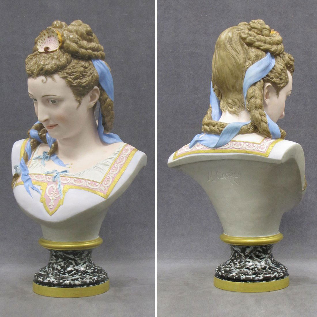 FRENCH BISQUE PORCELAIN BUST OF A WOMAN Apr 28, 2013 William J. Jenack Auctioneers in NY