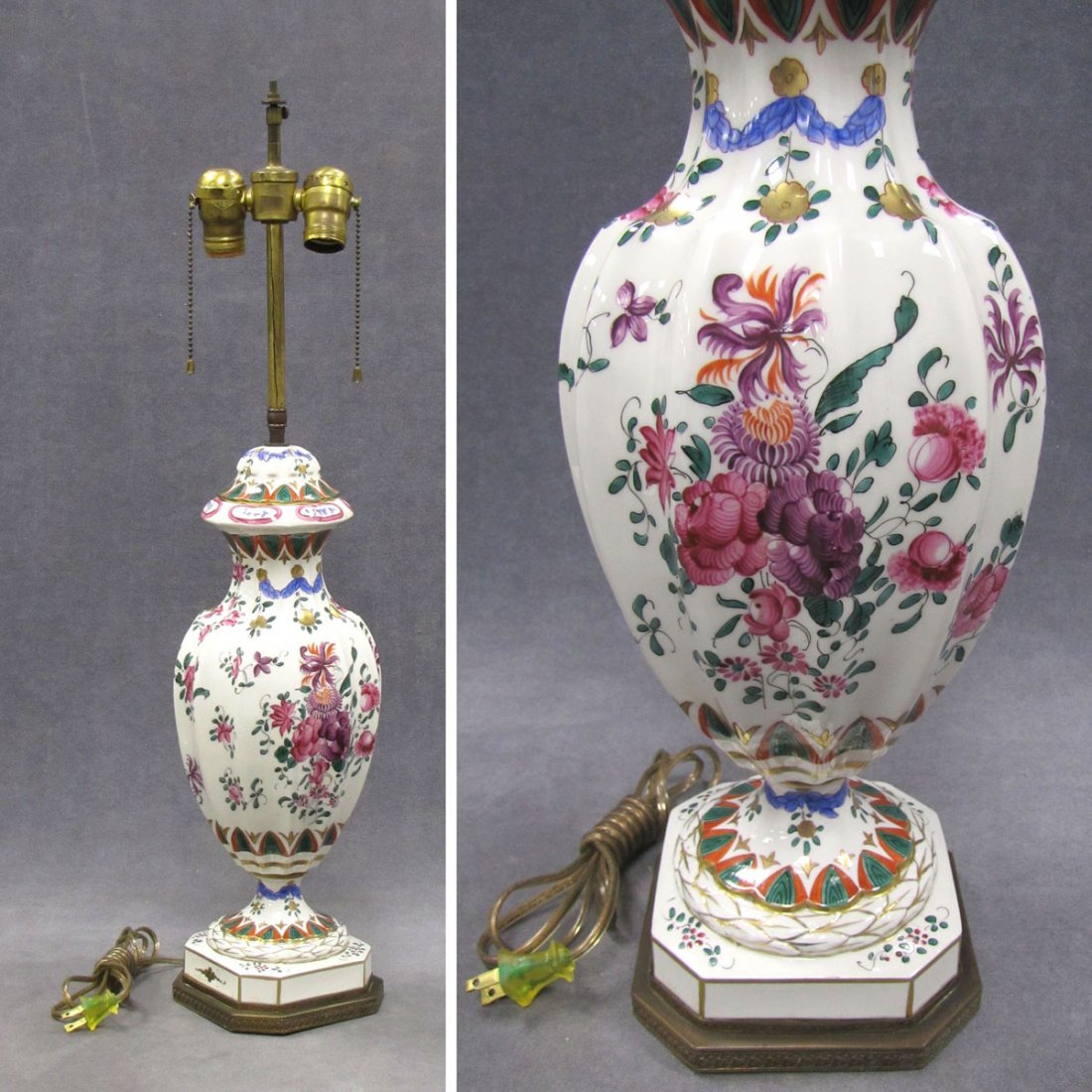 FRENCH DECORATED PORCELAIN LAMP