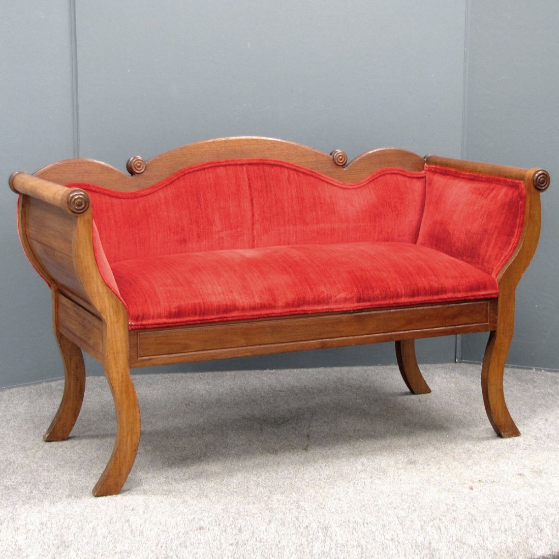 TRANSITIONAL EMPIRE/VICTORIAN WALNUT SETTEE
