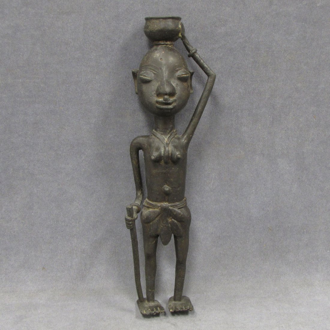 LOBI, IVORY COAST, CAST BRONZE FEMALE FIGURE 