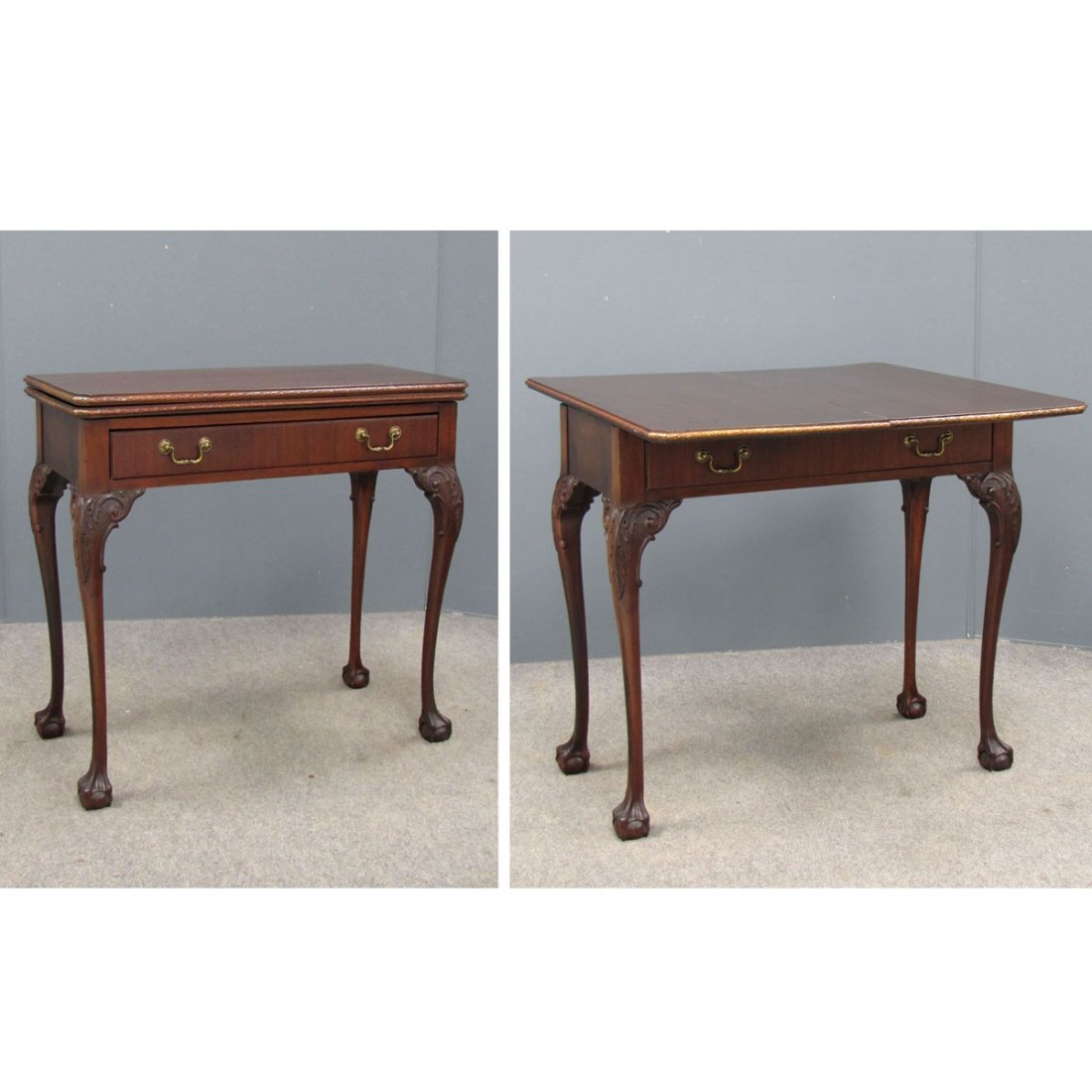 GEORGE III STYLE CARVED MAHOGANY GAME TABLE