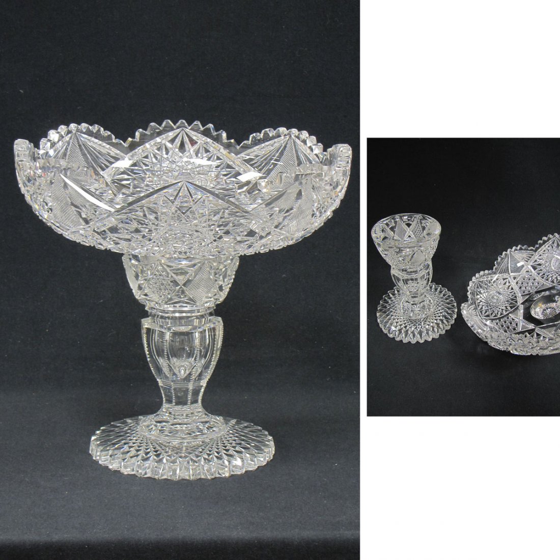 AMERICAN BRILLIANT CUT GLASS 2-PART COMPOTE