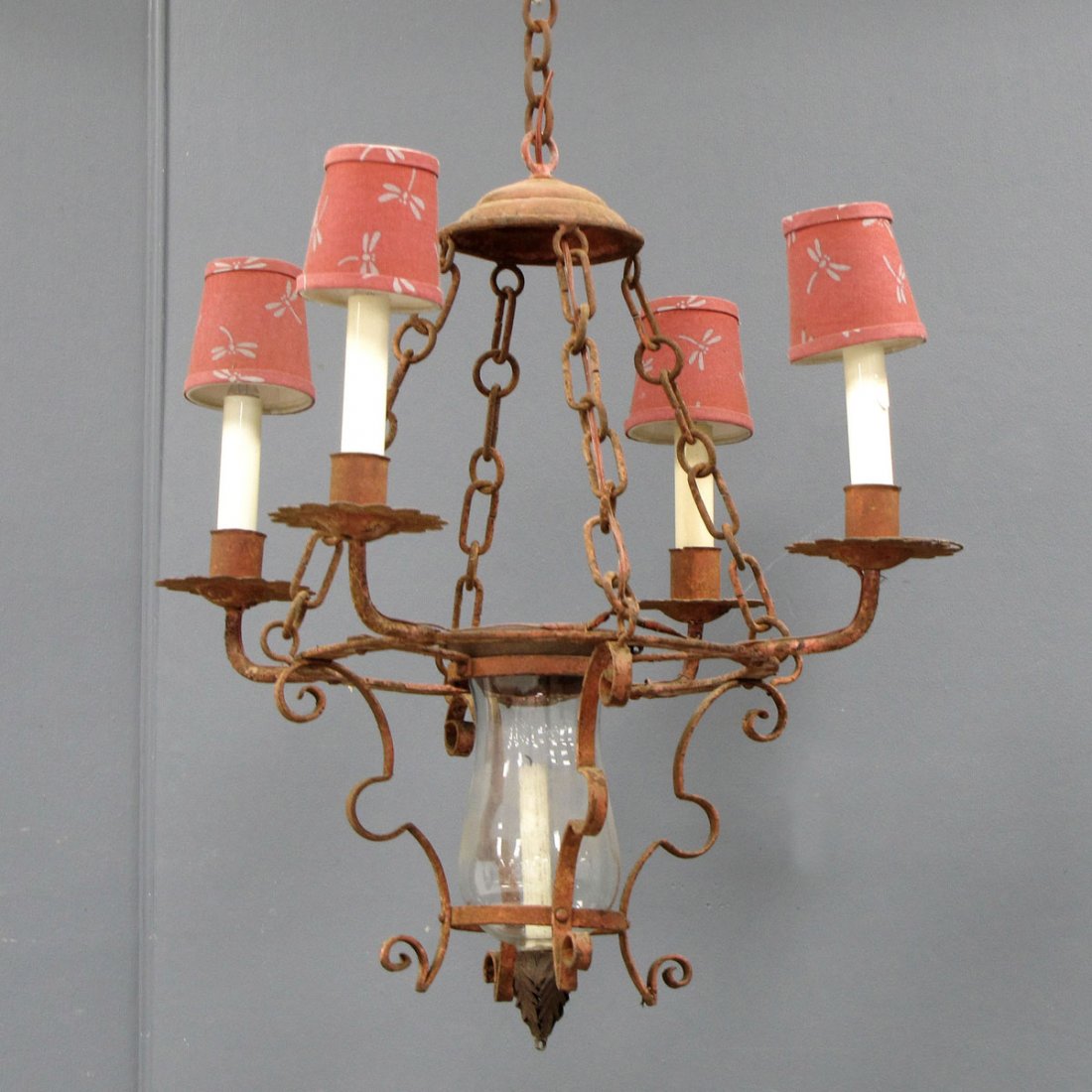 FRENCH WROUGHT IRON 4-ARM CHANDELIER