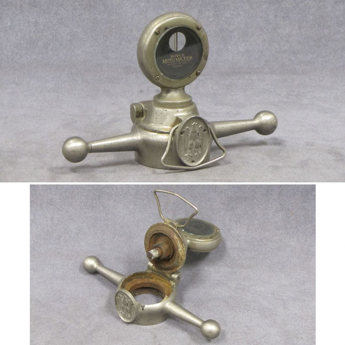 VINTAGE BOYCE NICKEL PLATE DOG BONE MOTO-METER