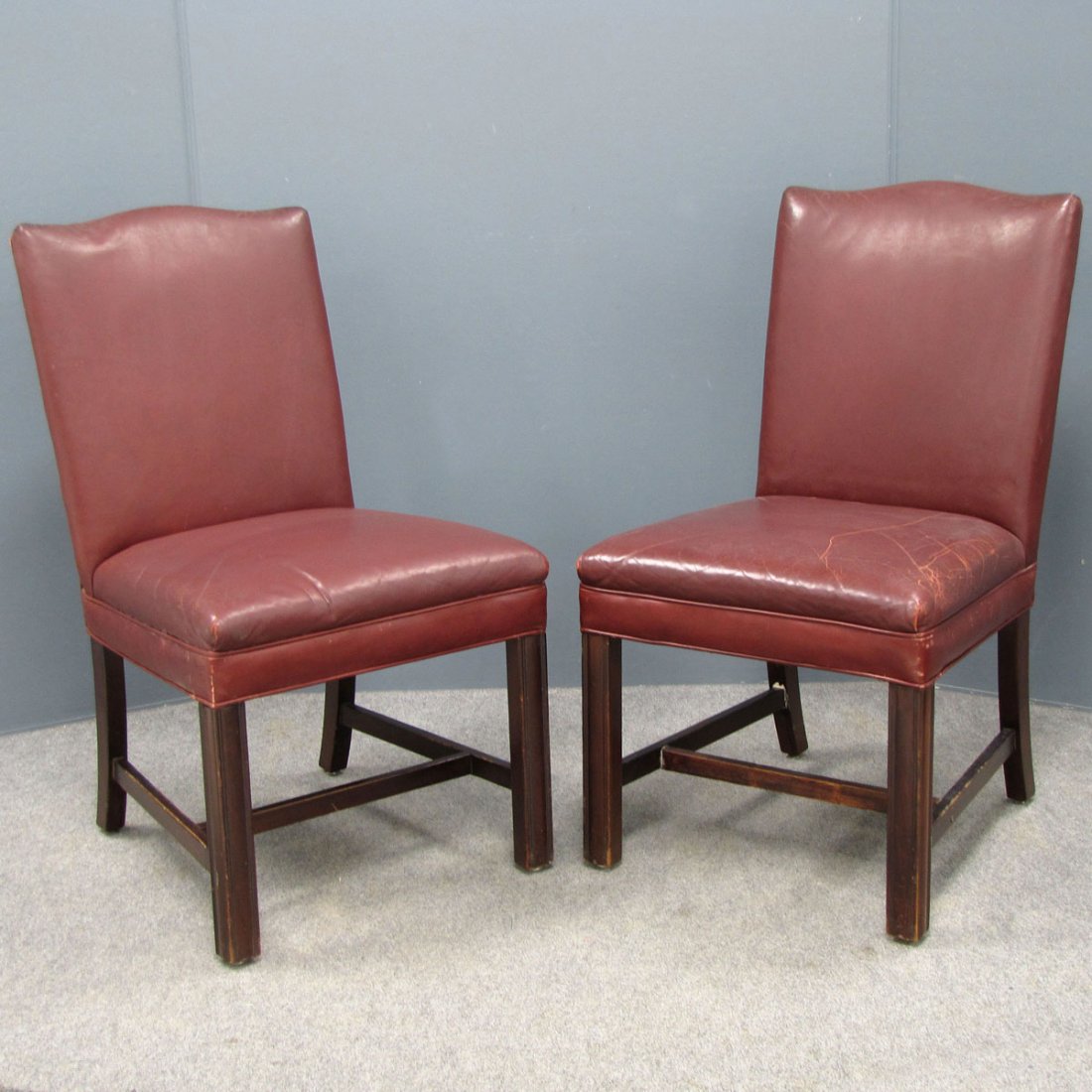 SET (6) CHIPPENDALE LEATHER SIDE CHAIRS
