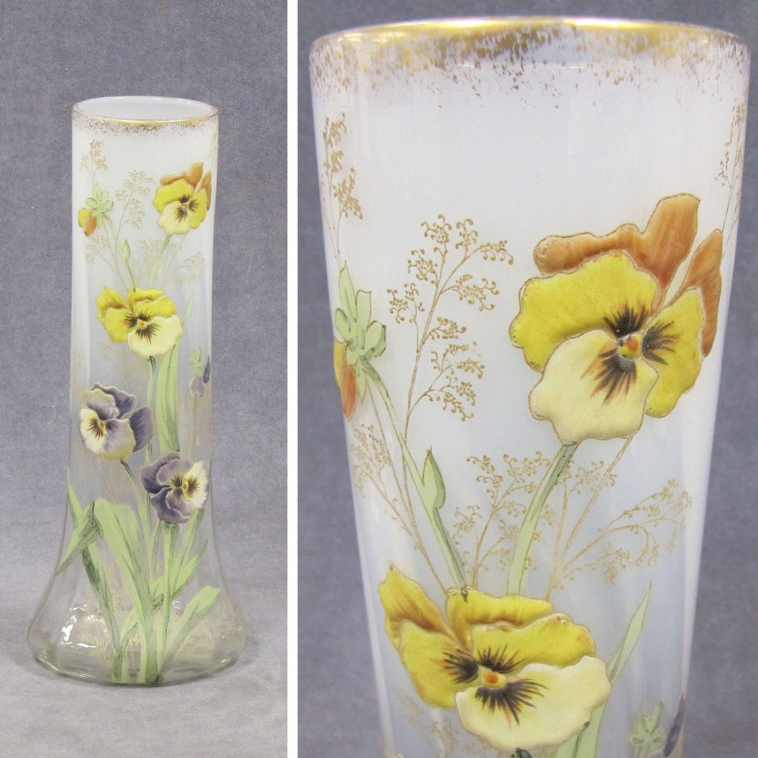 CONTINENTAL ENAMEL DECORATED ART GLASS VASE