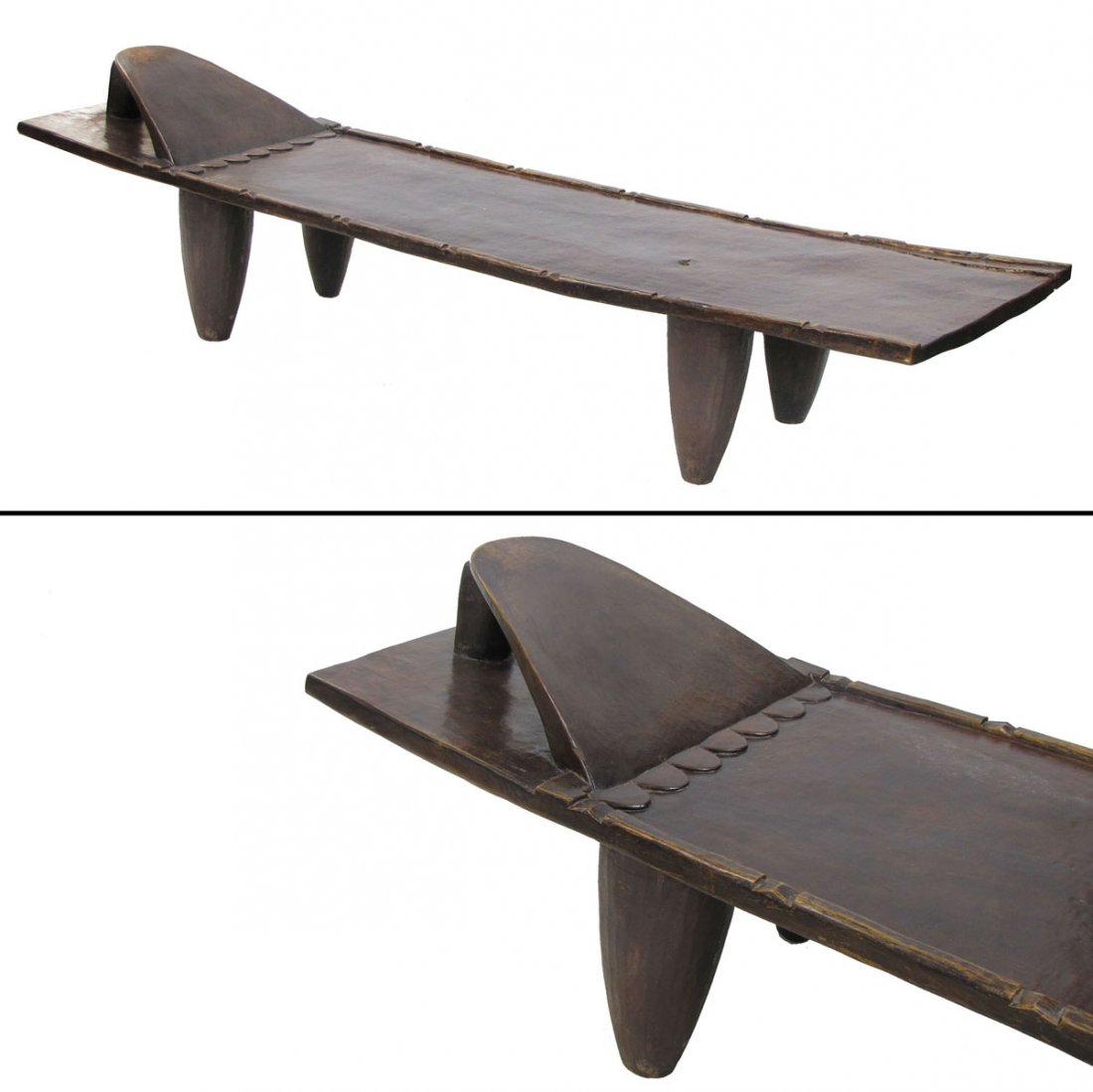 SENUFO CARVED HARD WOOD BED/TABLE: SENUFO CARVED HARD WOOD BED/TABLE. HEIGHT 18"; LENGTH 96"; WIDTH 25"
