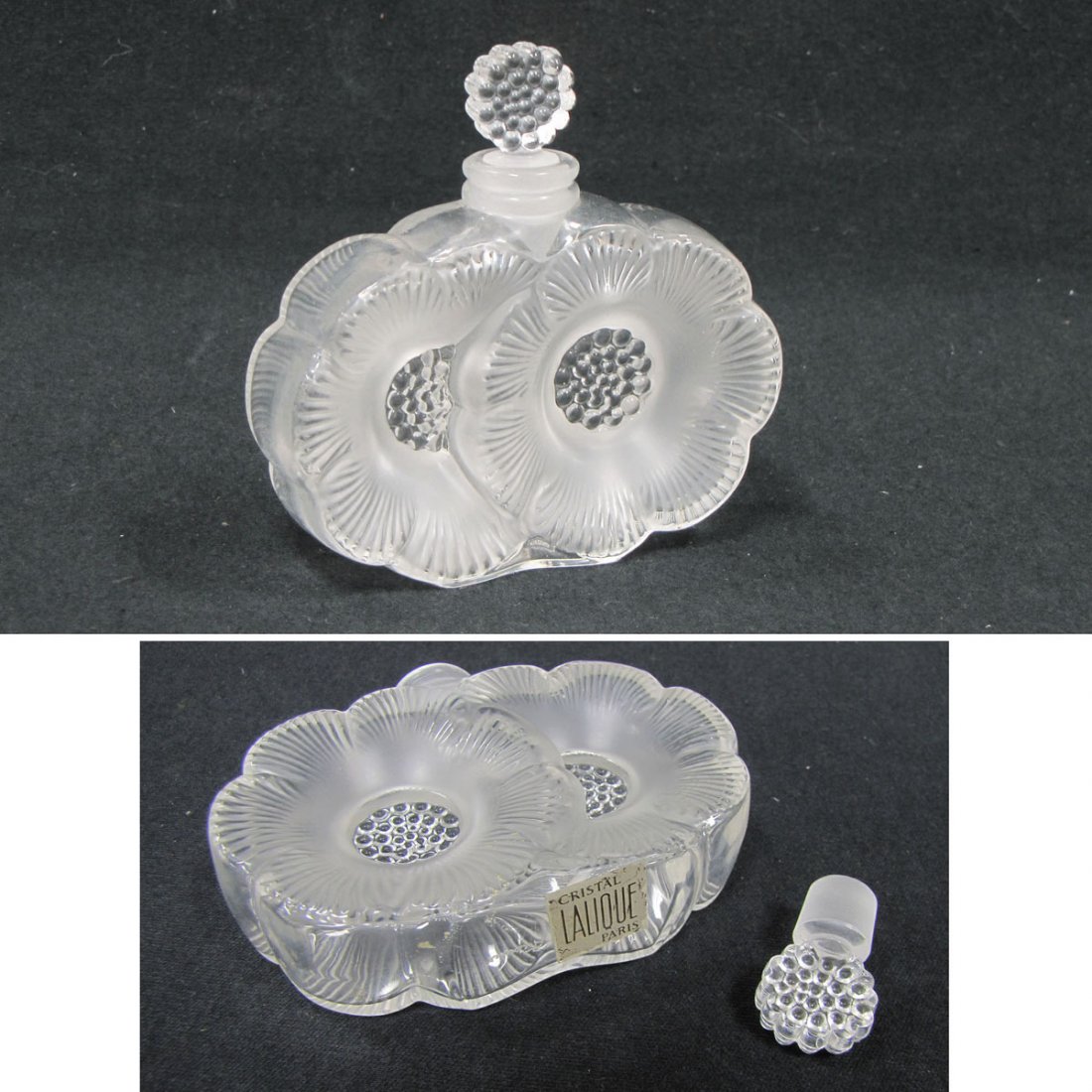 LALIQUE PARIS CRYSTAL ANEMONE PERFUME BOTTLE