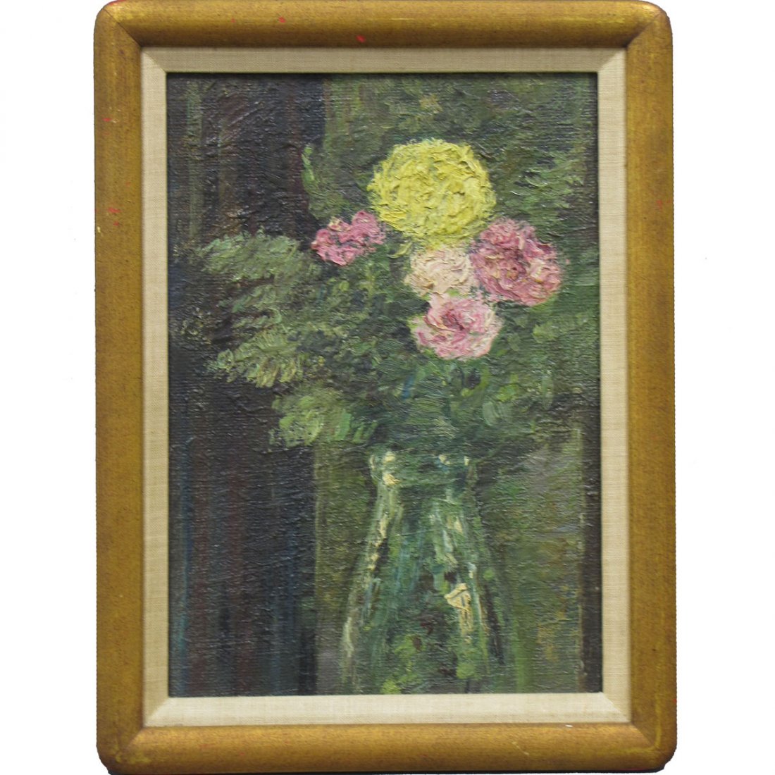 SAMUEL ROTHBORT (AMERICAN NY 1882-1971), OIL : SAMUEL ROTHBORT (AMERICAN NY 1882-1971), OIL ON CANVAS BOARD, VASE WITH FLOWERS, SIGNED U.L. 14 X 10"; FRAMED 16 1/2 X 12 1/2"