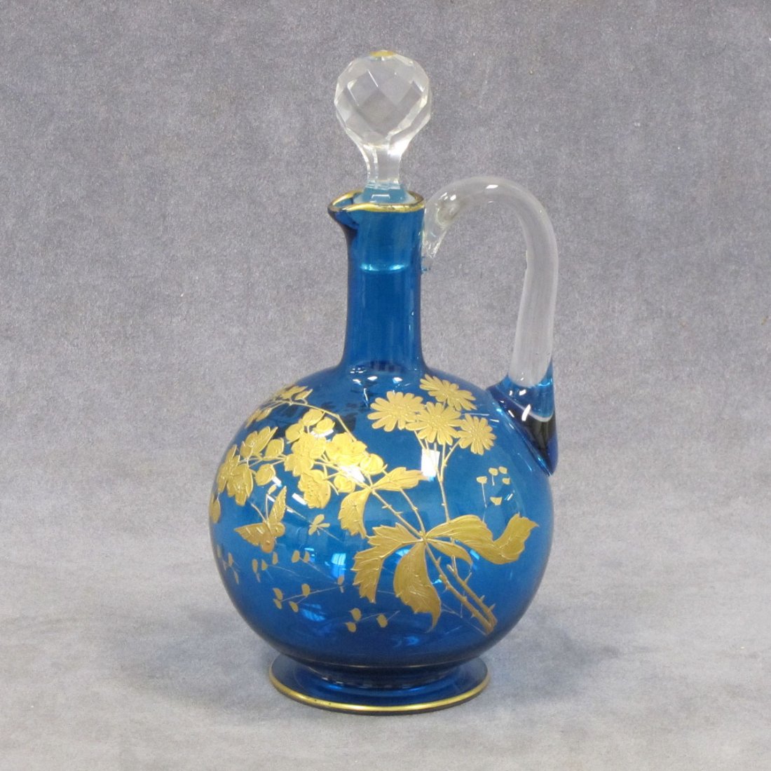 CONTINENTAL COBALT BLOWN GLASS DECANTER