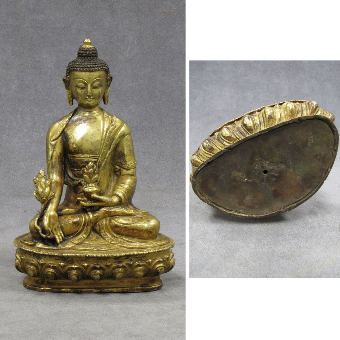 CHINESE GILT BRONZE SEATED BUDDHA