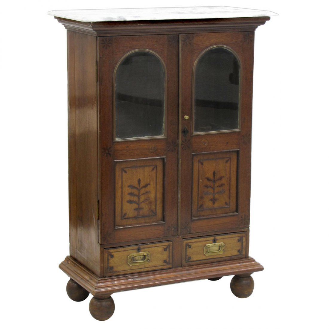 ANGLO-INDIAN CARVED INLAID TEAKWOOD CABINET