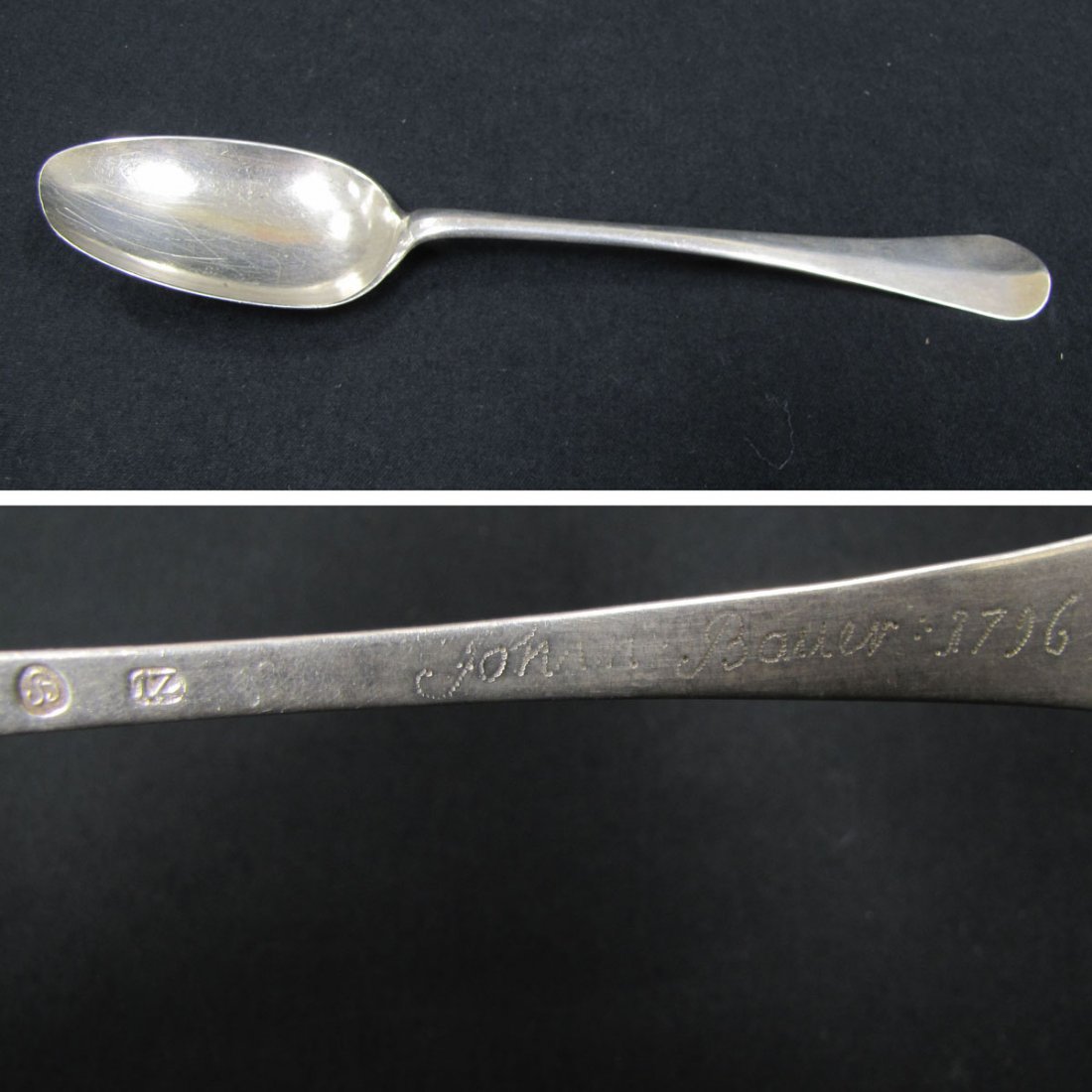 CONTINENTAL SILVER TABLE SPOON, SIGNED JOHAN BAUER