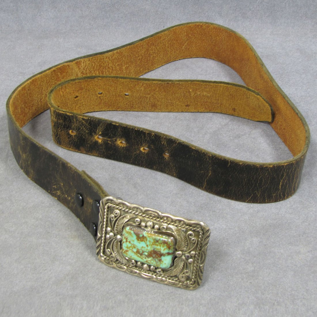 SOUTHWEST AMERICAN INDIAN SILVER BELT BUCKLE