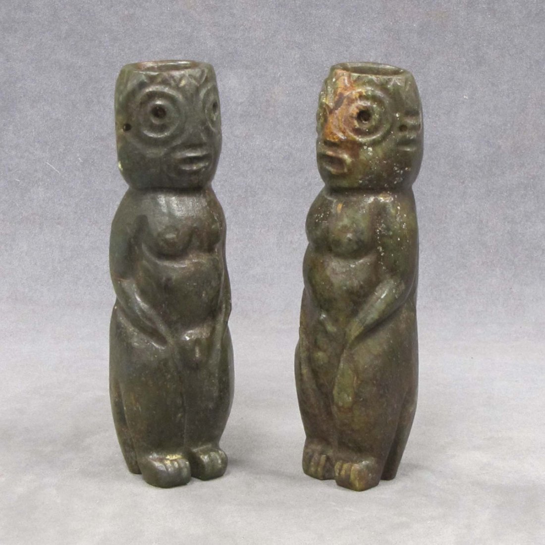 PAIR CHINESE NEOLITHIC STYLE HARD STONE FIGURES