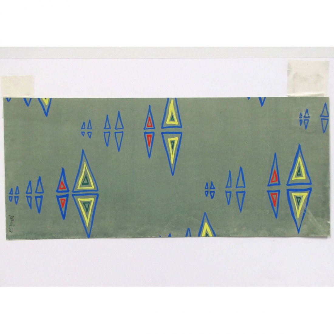 ACHILLE PERILLI (ITALIAN 1927-), WATERCOLOR : ACHILLE PERILLI (ITALIAN 1927-), WATERCOLOR ON CRAFT PAPER, UNTITLED, SIGNED (2X) 1958. SHEET 5 3/4 X 13"