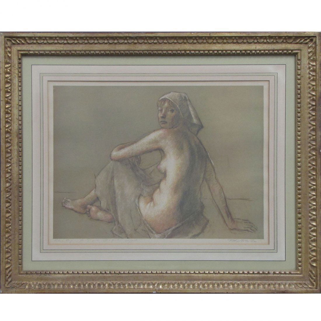 ROBERT BRACKMAN (AMERICAN NA 1898-1980), LITHO : ROBERT BRACKMAN (AMERICAN NA 1898-1980), LITHOGRAPH, SEATED NUDE, SIGNED, INSCRIBED, AND AP. PLATE 16 X 22"; FRAMED AND GLAZED-27 X 33"
