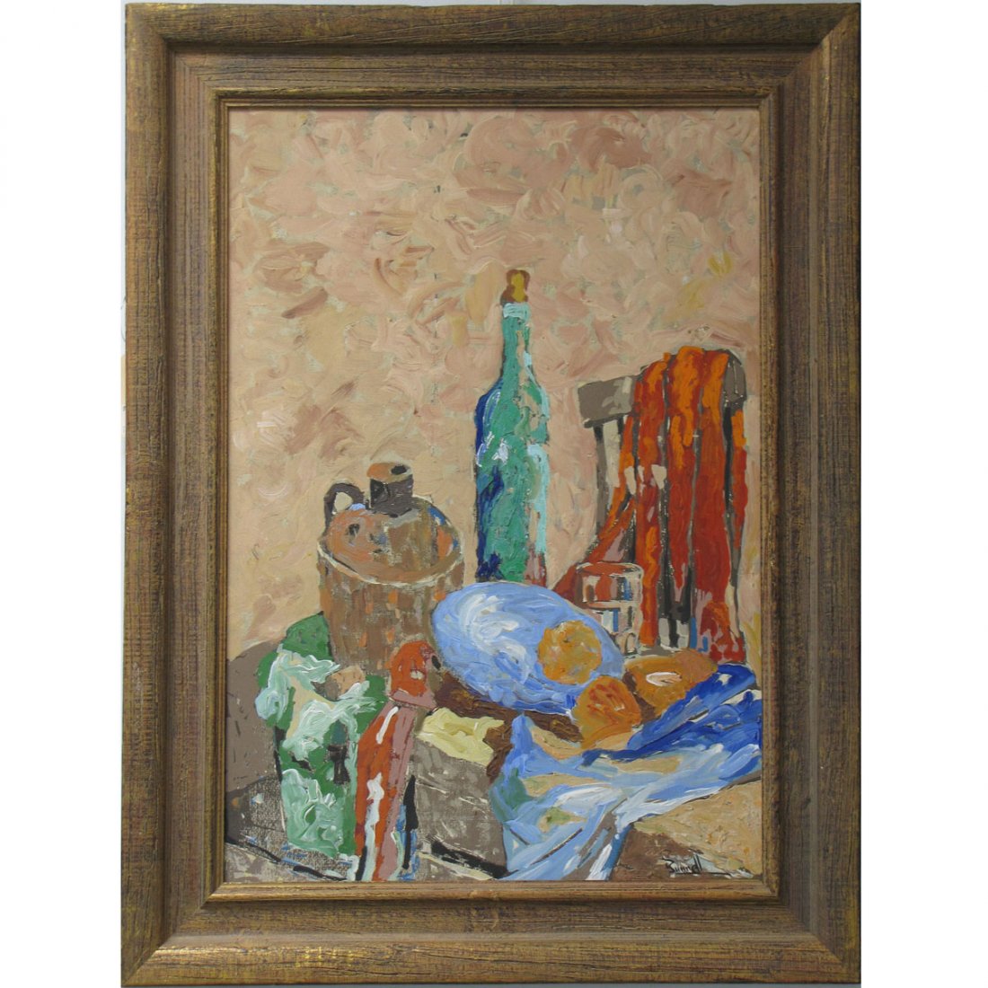 CHARLES RAGLAND BUNNELL, OIL ON CANVAS: CHARLES RAGLAND BUNNELL (AMERICAN/COLORADO 1897-1968), OIL ON CANVAS BOARD, STILL LIFE, SIGNED. 26 X 18"; FRAMED 32 X 25"