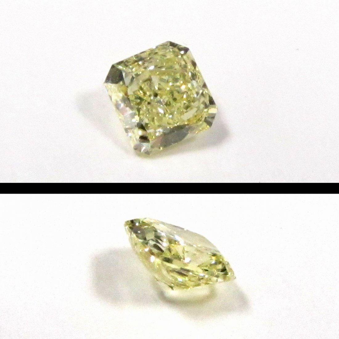 FANCY NATURAL INTENSE YELLOW DIAMOND, 0.59 CT: FANCY NATURAL INTENSE YELLOW DIAMOND, 0.59 CT CUT CORNER SQUARE MODERN BRILLIANT CUT. CLARITY: VS2 (WITH UGS APPRAISAL/REPLACEMENT VALUE- $4450)