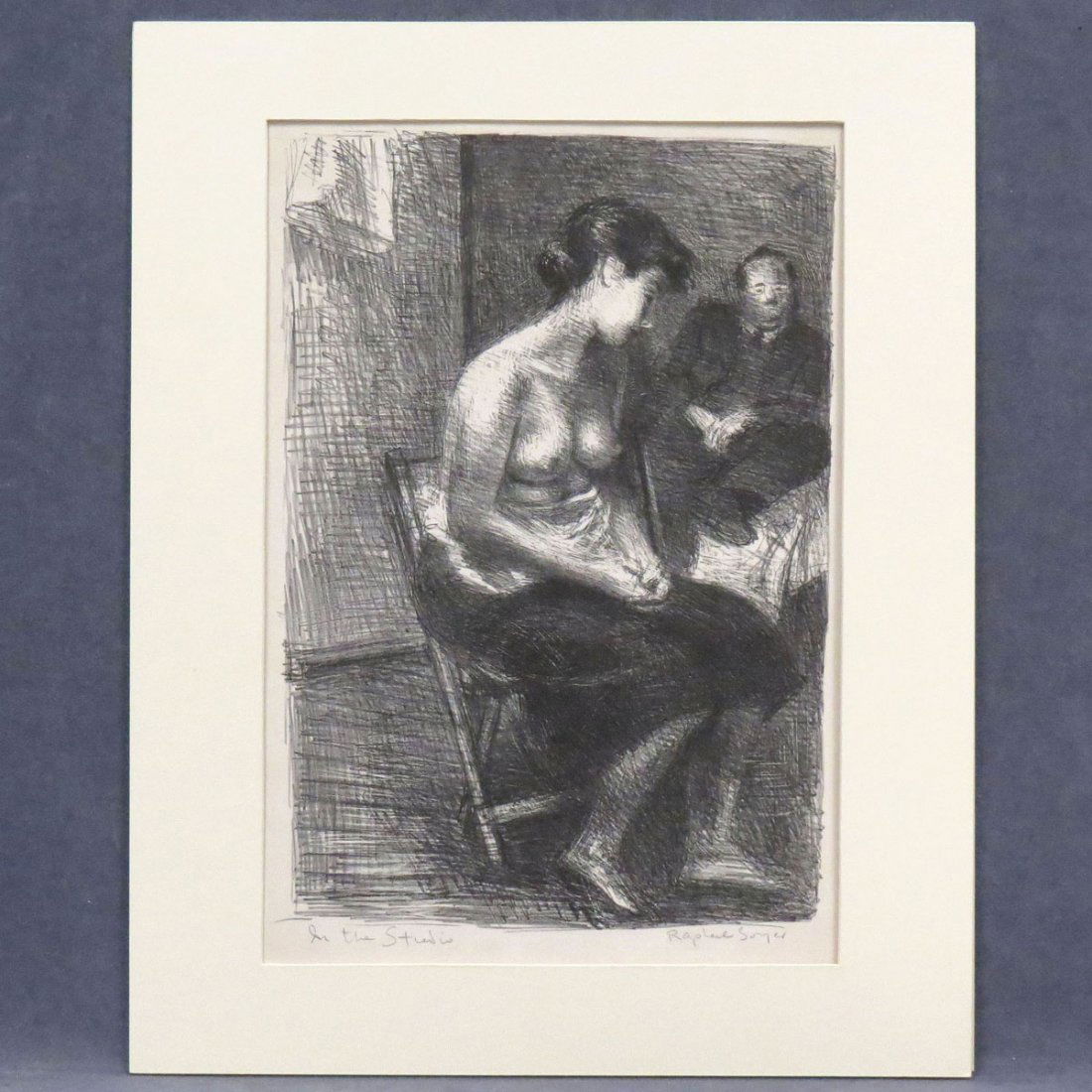 RAPHAEL SOYER (AMERICAN 1899-1987), LITHOGRAPH: RAPHAEL SOYER (AMERICAN 1899-1987), LITHOGRAPH, "IN THE STUDIO" (COLE 29/37), SIGNED AND TITLED. 15 X 10 1/2"
