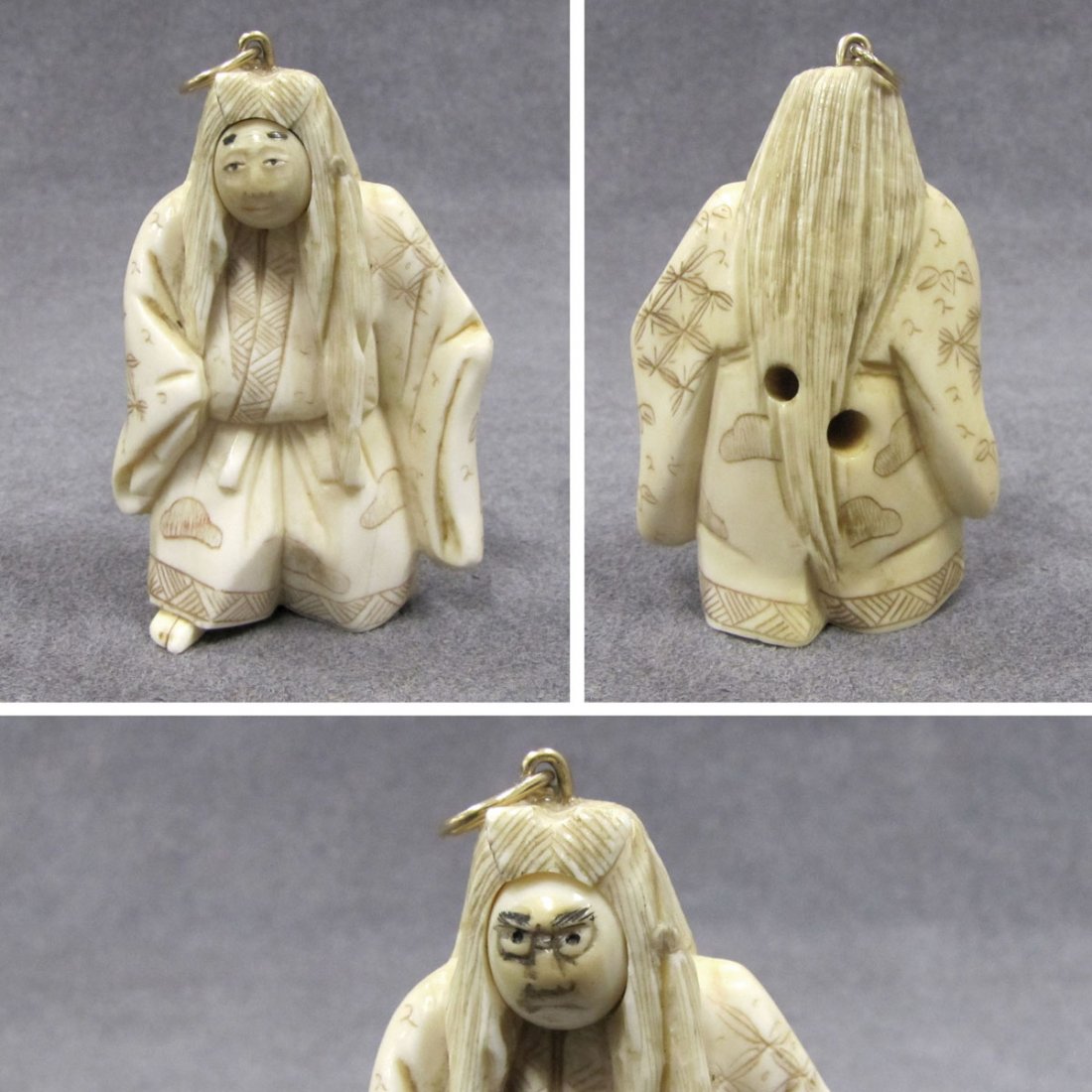 JAPANESE CARVED IVORY NETSUKE WITH MOVING FACE: JAPANESE CARVED IVORY NETSUKE WITH MOVING FACE. HEIGHT 2" **CANNOT EXPORT** DEC #16-37