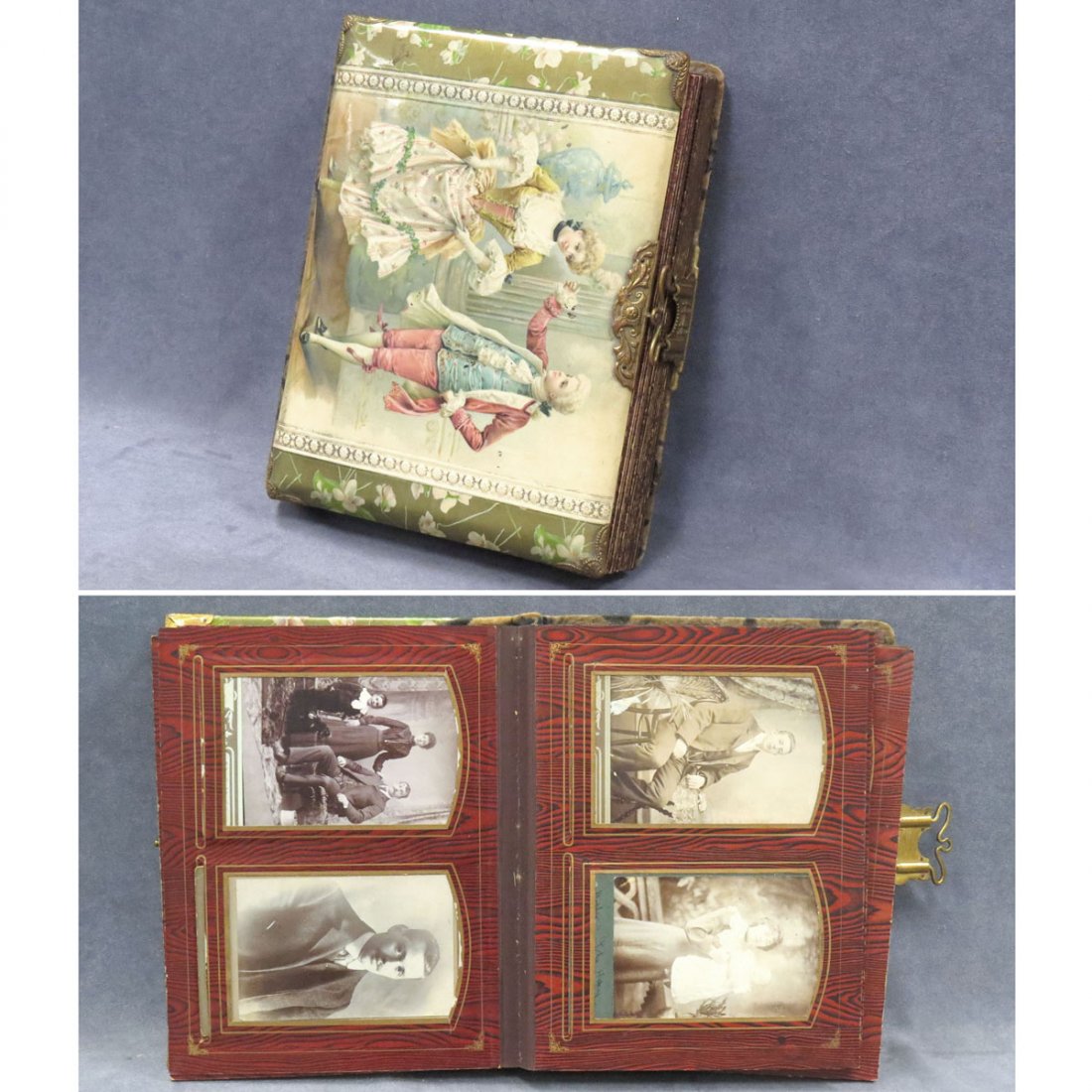 EDWARDIAN PHOTO ALBUM WITH (75) PHOTOS: EDWARDIAN PHOTO ALBUM WITH (75) PHOTOS MOSTLY CHILDREN, BABIES, SOME TIN TYPES. 9 X 11 1/2"