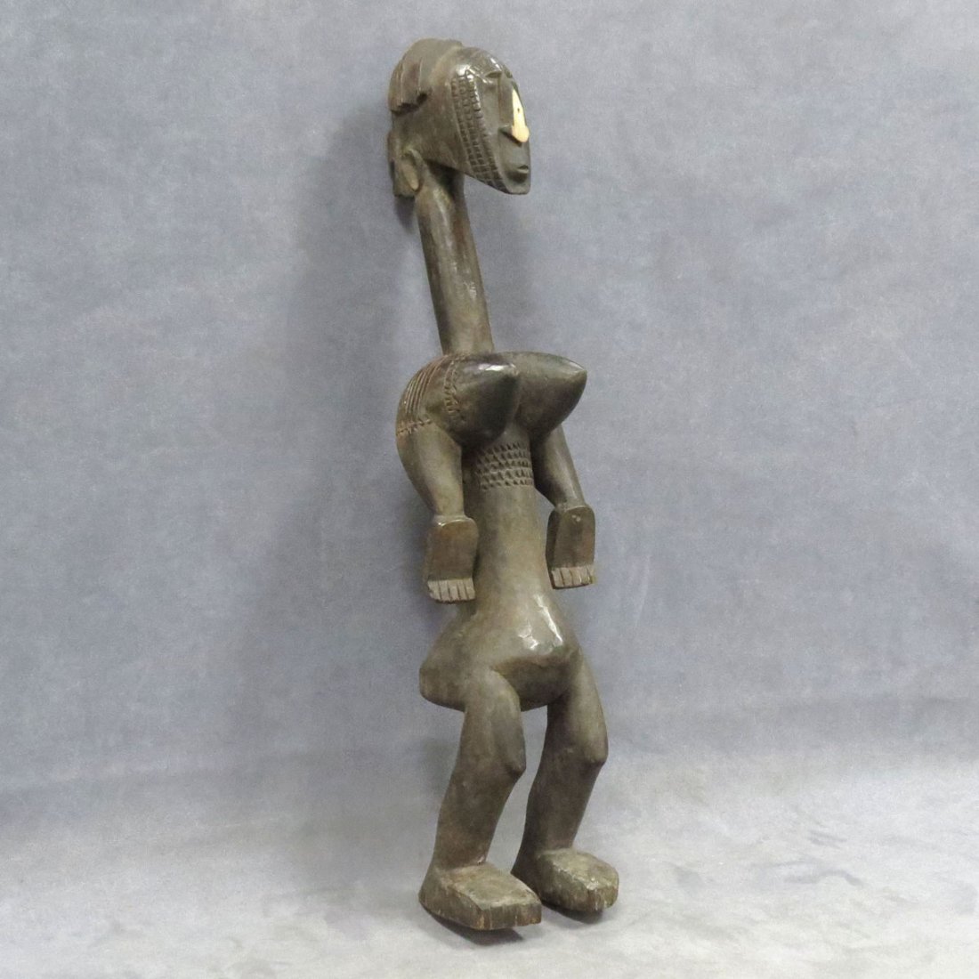 BAMBARA, MALI CARVED STANDING FEMALE FIGURE : BAMBARA, MALI CARVED STANDING FEMALE FIGURE. HEIGHT 25 1/2"