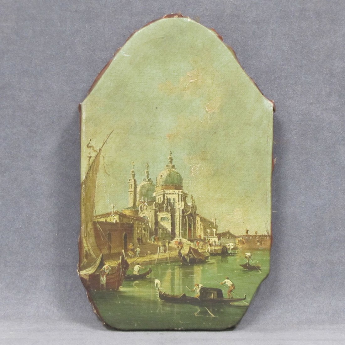 ITALIAN SCHOOL (19/20TH CENTURY), OIL ON CANVAS : ITALIAN SCHOOL (19/20TH CENTURY), OIL ON CANVAS, VIEW IN VENICE-SANTA MARIE DEL SALUTE, UNSIGNED. 13 X 8"