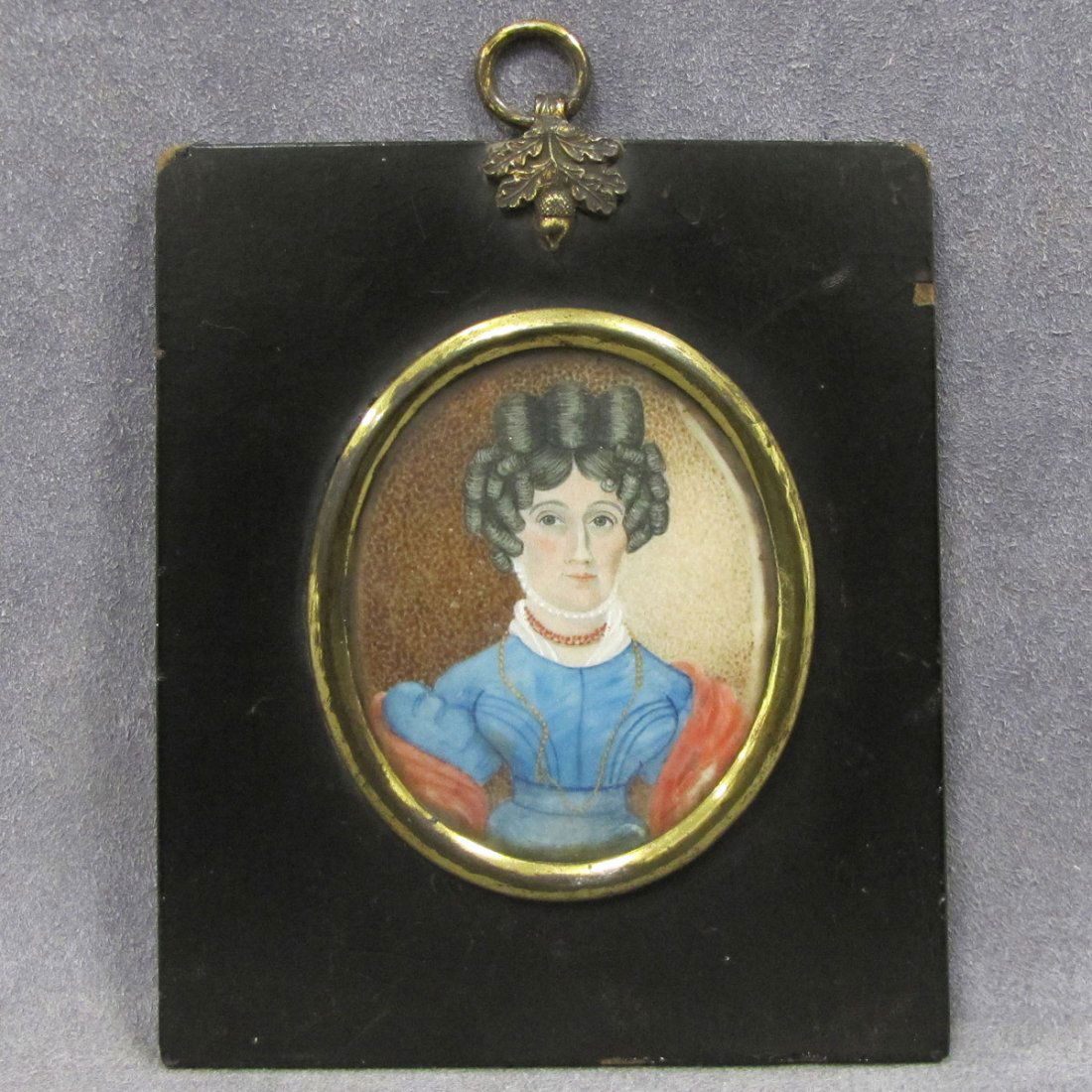 BRITISH SCHOOL (19TH CENTURY), WATERCOLOR ON IVORY: BRITISH SCHOOL (19TH CENTURY), WATERCOLOR ON IVORY, PORTRAIT MINIATURE OF A WOMAN. 3 X 2 1/4"; FRAMED 5 1/8 X 4 1/4" **CANNOT EXPORT** DEC #16-32