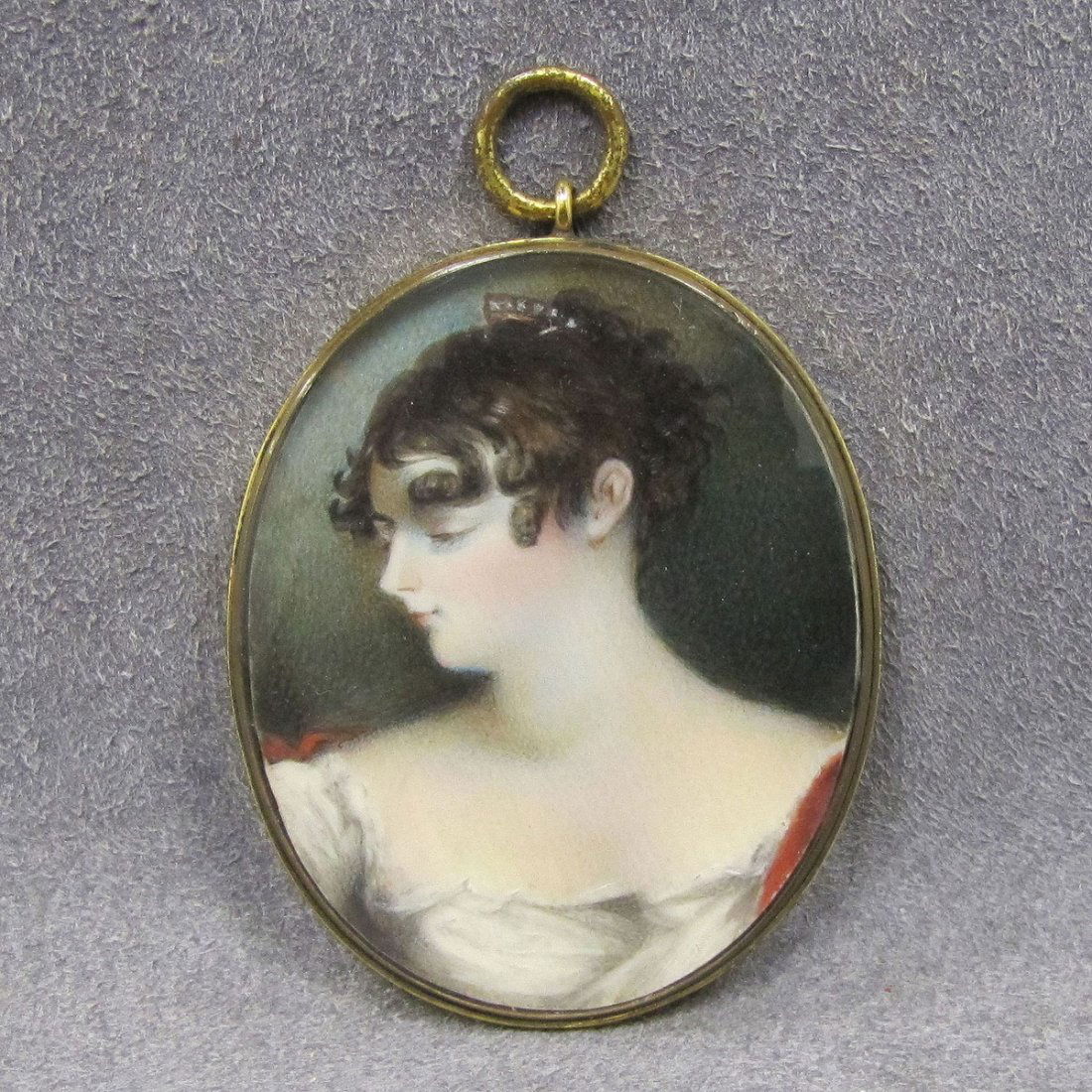 BRITISH SCHOOL (19TH CENTURY) WATERCOLOR ON IVORY: BRITISH SCHOOL (19TH CENTURY) WATERCOLOR ON IVORY, PORTRAIT MINIATURE OF LADY ELIZA BECHER, ACTRESS. 2 1/4 X 1 7/8" **CANNOT EXPORT** DEC #16-23