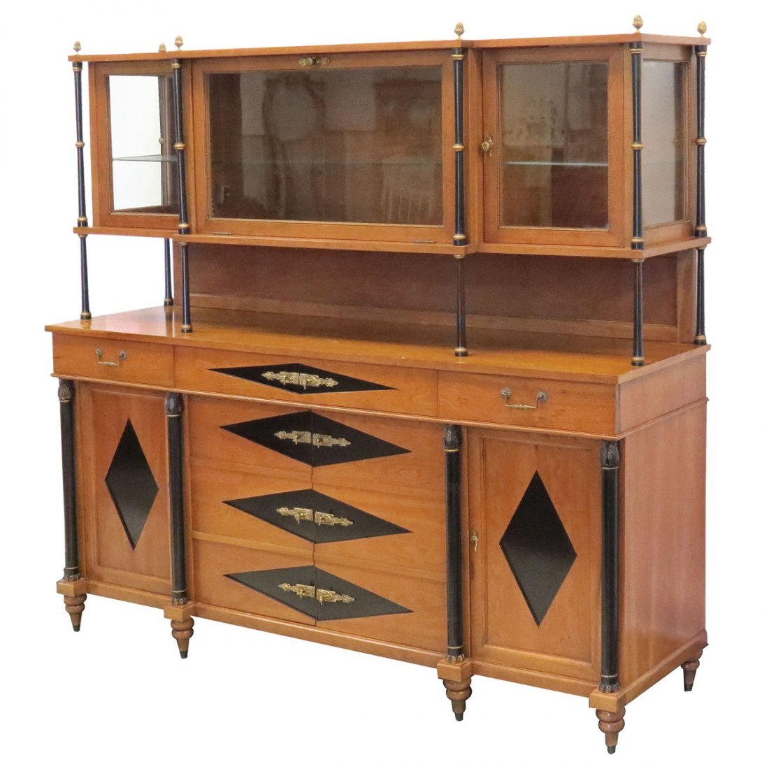 BIEDERMEIER STYLE SIDEBOARD: BIEDERMEIER STYLE SIDEBOARD. HEIGHT 68"; WIDTH 72"