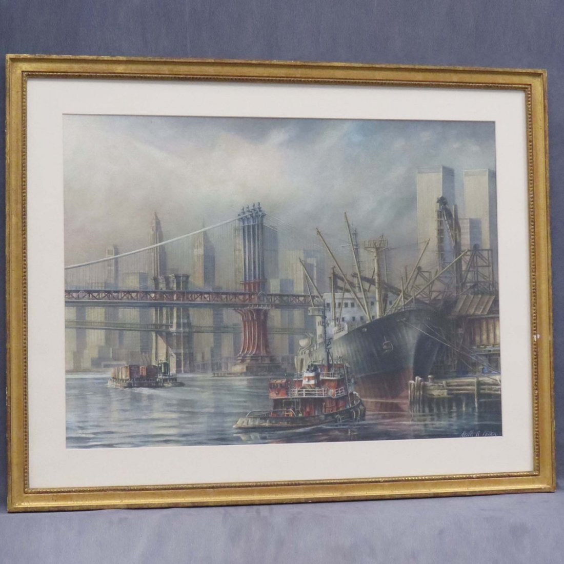 KEITH MILLER (CANADA/MEXICO 1949-), WATERCOLOR: KEITH MILLER (CANADA/MEXICO 1949-), WATERCOLOR, SOUTH STREET SEAPORT, SIGNED 1981. SIGHT 21 X 29"; FRAMED AND GLAZED-28 1/2 X 36" PROVENANCE: SANFORD SMITH GALLERY, MADISON AVE NYC