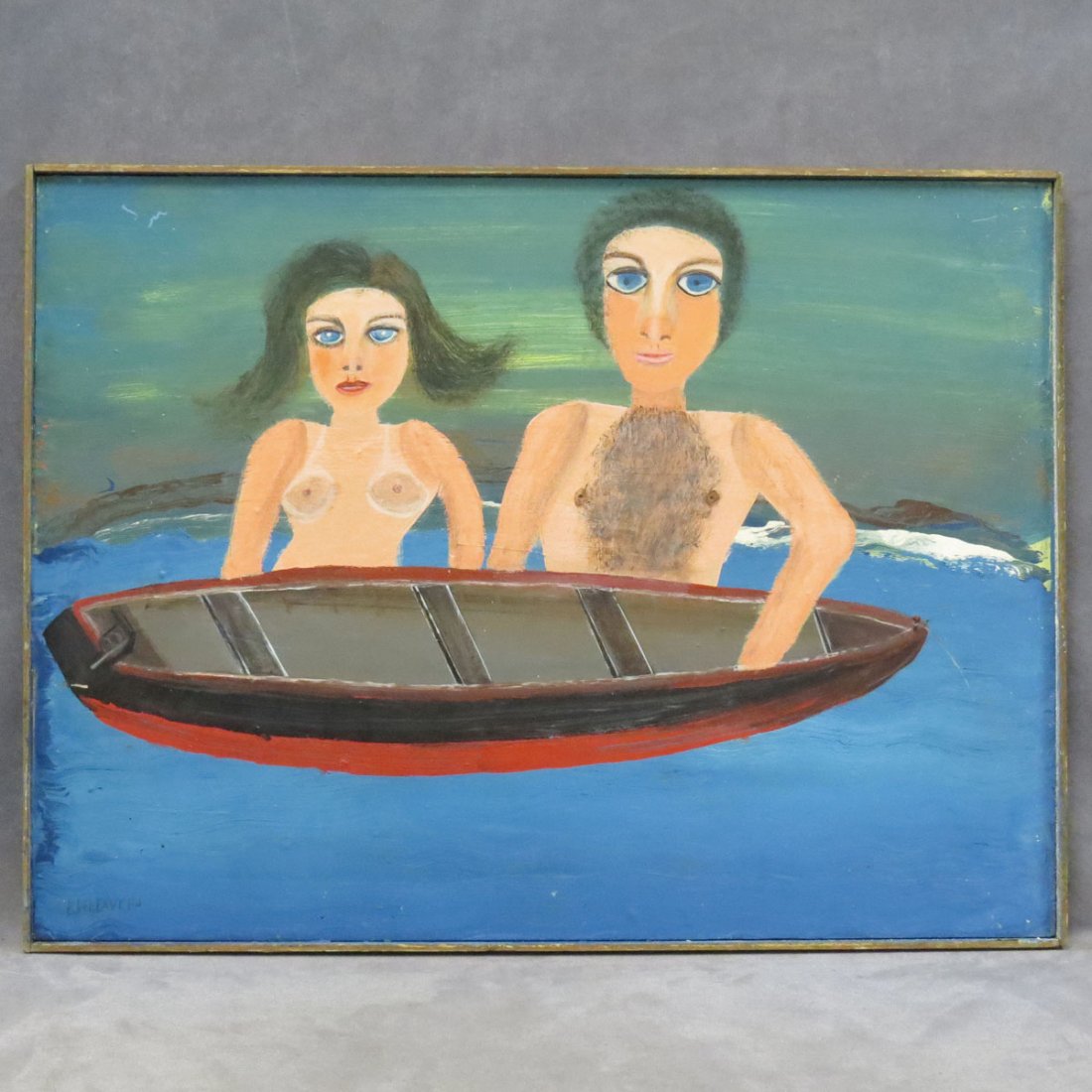 BRUNO DEL FAVERO (AMERICAN 1910-1995), OIL: BRUNO DEL FAVERO (AMERICAN 1910-1995), OIL ON MASONITE, UNTITLED, SIGNED #194. FRAMED 24 X 32 1/4"