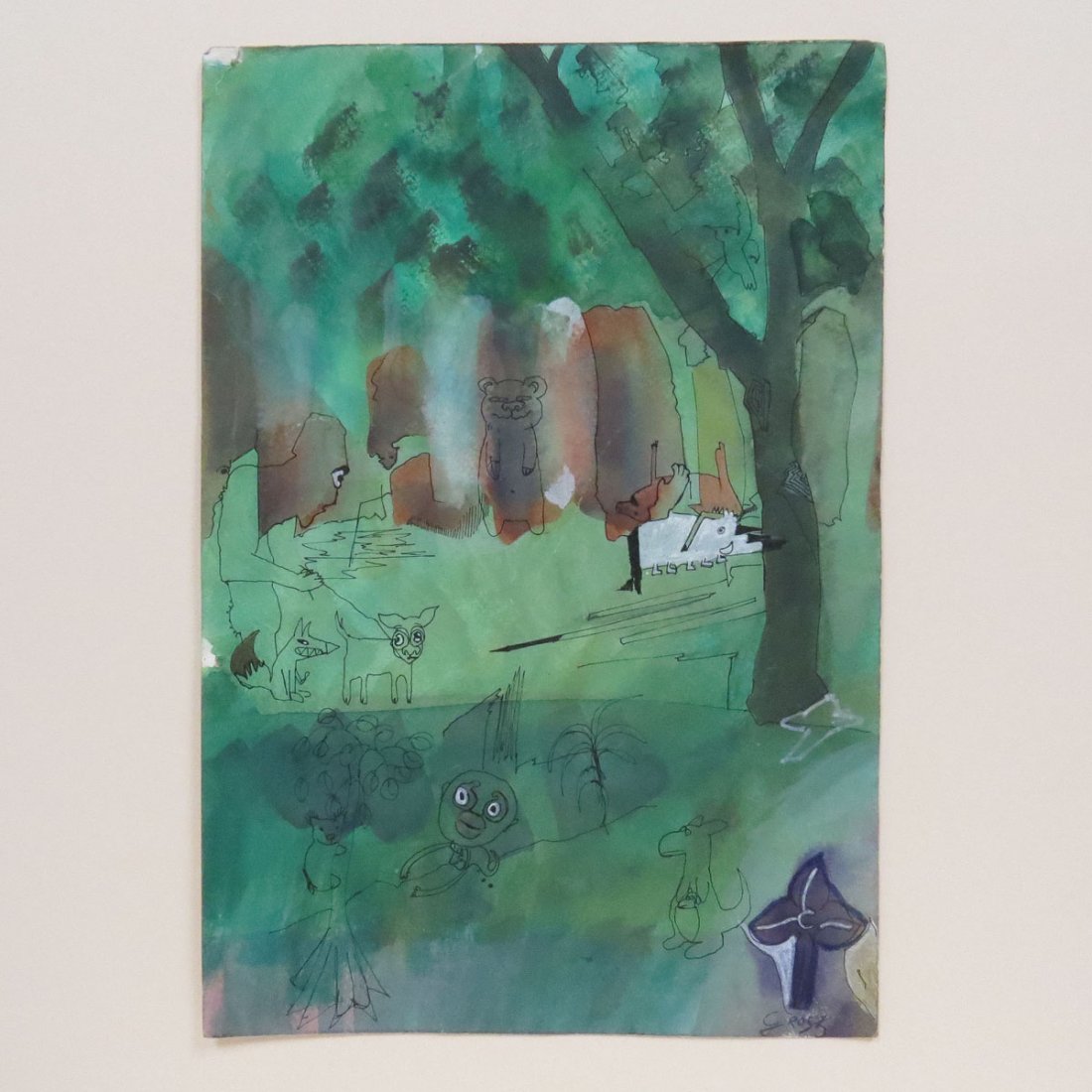 ATTRIBUTED TO GEORGE GROSZ (GERMAN 1893-1958), INK: ATTRIBUTED TO GEORGE GROSZ (GERMAN 1893-1958), INK AND TEMPERA, UNTITLED, SIGNED. SHEET 13 3/4 X 9 3/8"