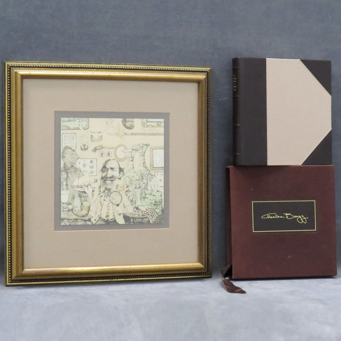 CHARLES BRAGG (AMERICAN 1931-) LOT (2): CHARLES BRAGG (AMERICAN 1931-) LOT (2) INCLUDING BOOK-THE ABSURD WORLD OF CHARLES BRAGG, ABRAMS 1980, SIGNED #251/1200 (SLIP CASED) AND LITHOGRAPH, THE COLLECTOR, SIGNED #251/1200, FRAMED AND GLAZED 2