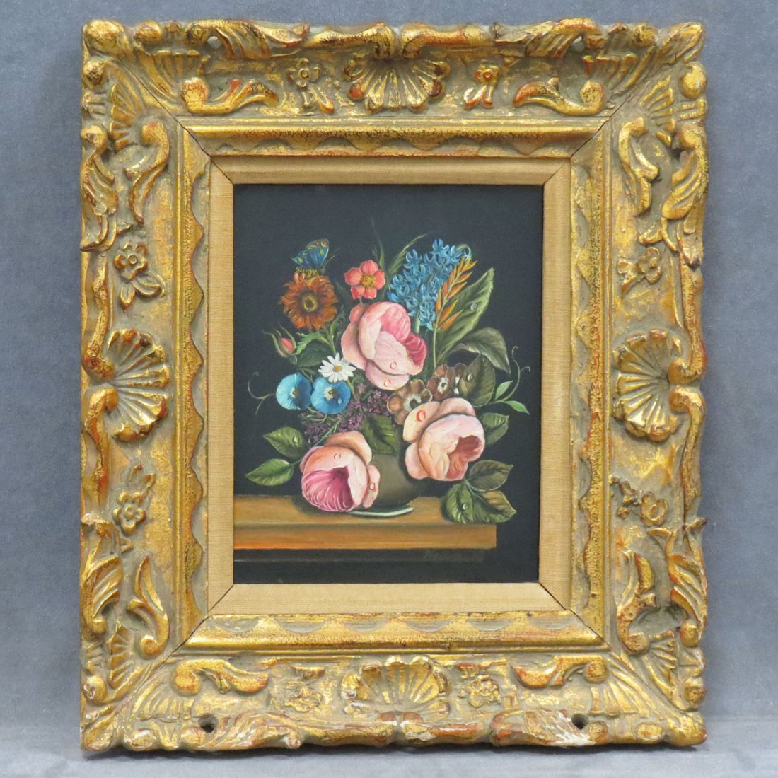 CONTINENTAL SCHOOL (20TH CENTURY), OIL ON PANEL: CONTINENTAL SCHOOL (20TH CENTURY), OIL ON PANEL, FLORAL ARRANGEMENT, SIGNED WOLLNER. 10 X 8"; FRAMED 17 X 15"