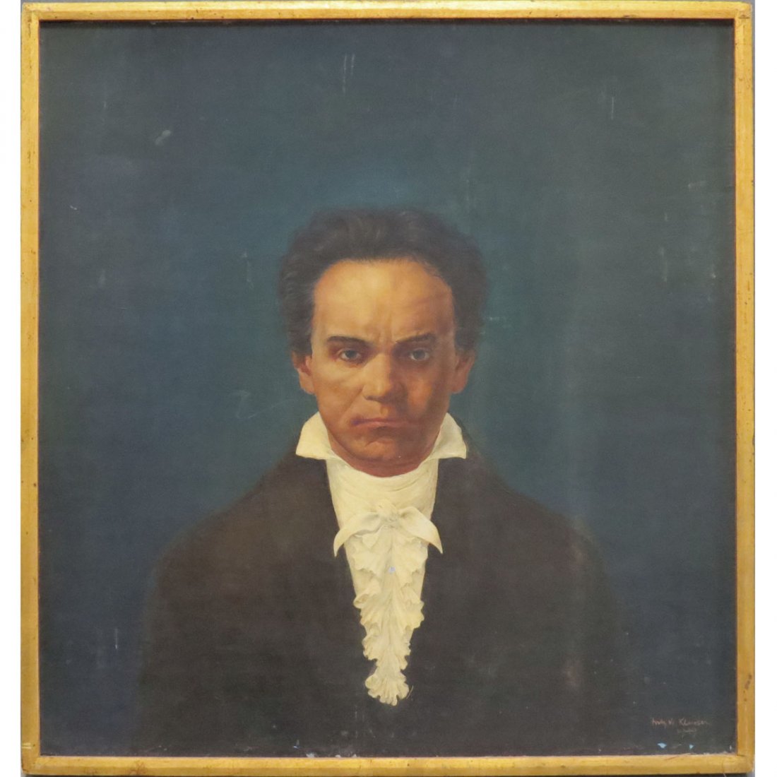 FRITZ W. KLUEBER (AMERICAN 20TH CENTURY), OIL: FRITZ W. KLUEBER (AMERICAN 20TH CENTURY), OIL ON MASONITE, SELF PORTRAIT OF THE ARTIST, SIGNED 1949. 32 X 30"; FRAMED 33 X 31"