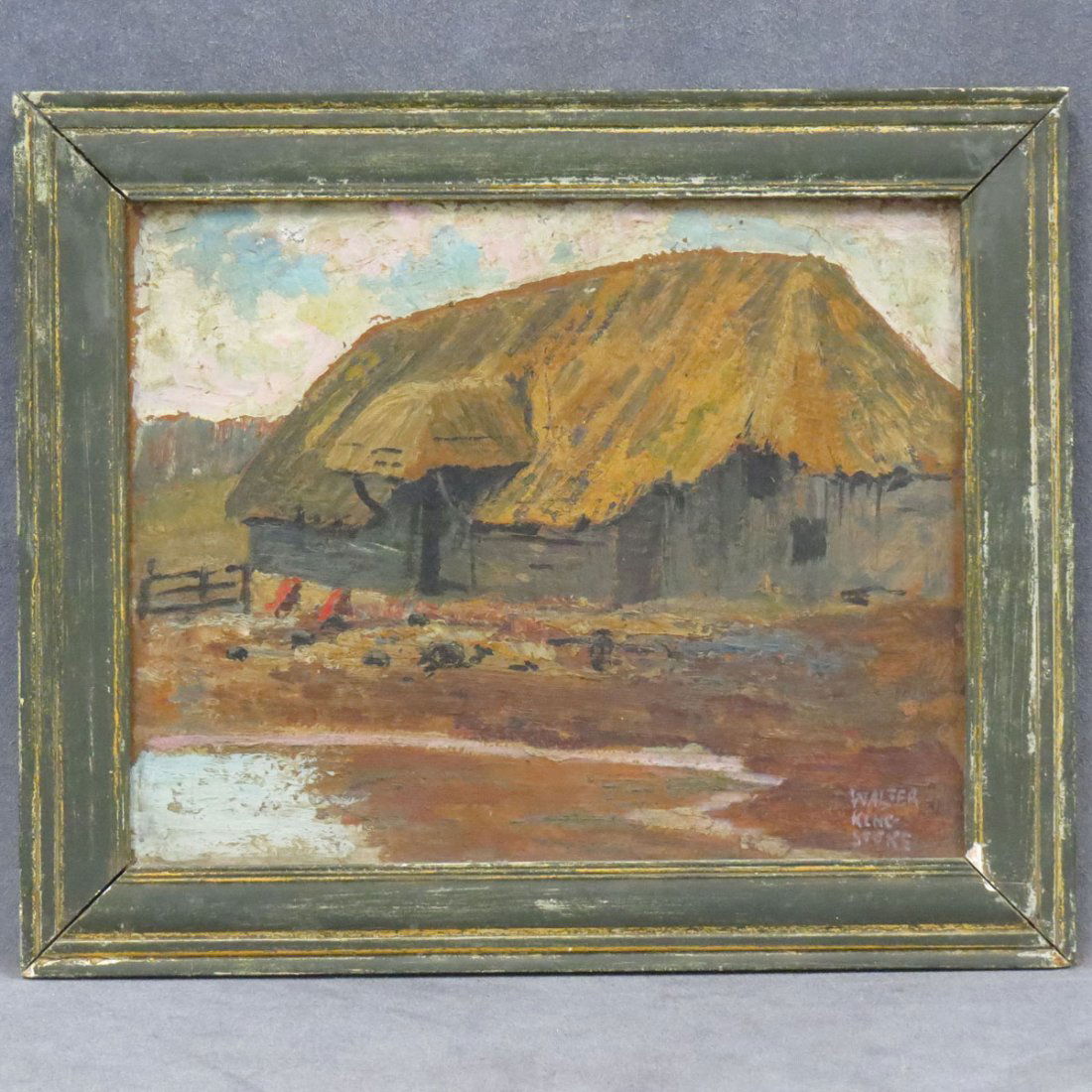 WALTER KING STONE (AMERICAN/NY 1875-1949), OIL: WALTER KING STONE (AMERICAN/NY 1875-1949), OIL ON ARTIST BOARD, "NEAR WINCHESTER ENGLAND, DECEMBER 13 OR 14, 1918", SIGNED AND TITLED. 8 X 10"; FRAMED 10 X 12"