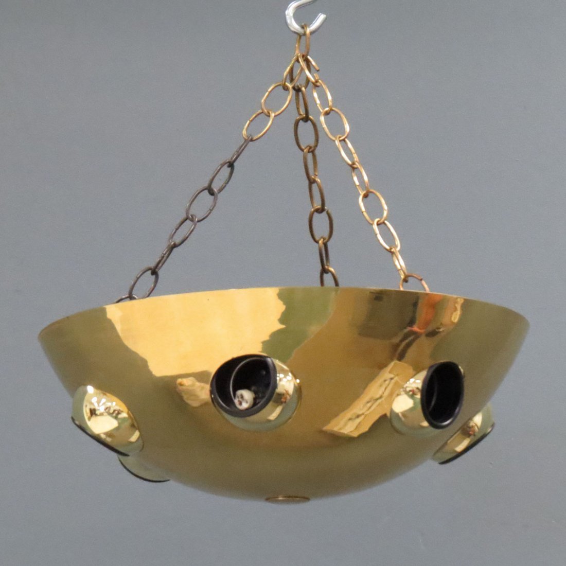 OBOR ITALY, BRASS DESIGNER CEILING LIGHT FIXTURE: OBOR ITALY, BRASS DESIGNER CEILING LIGHT FIXTURE, SIGNED. DIAMETER 17"