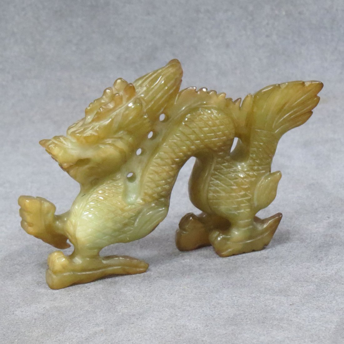 CHINESE CARVED SOAPSTONE DRAGON: CHINESE CARVED SOAPSTONE DRAGON. HEIGHT 3"; LENGTH 5"