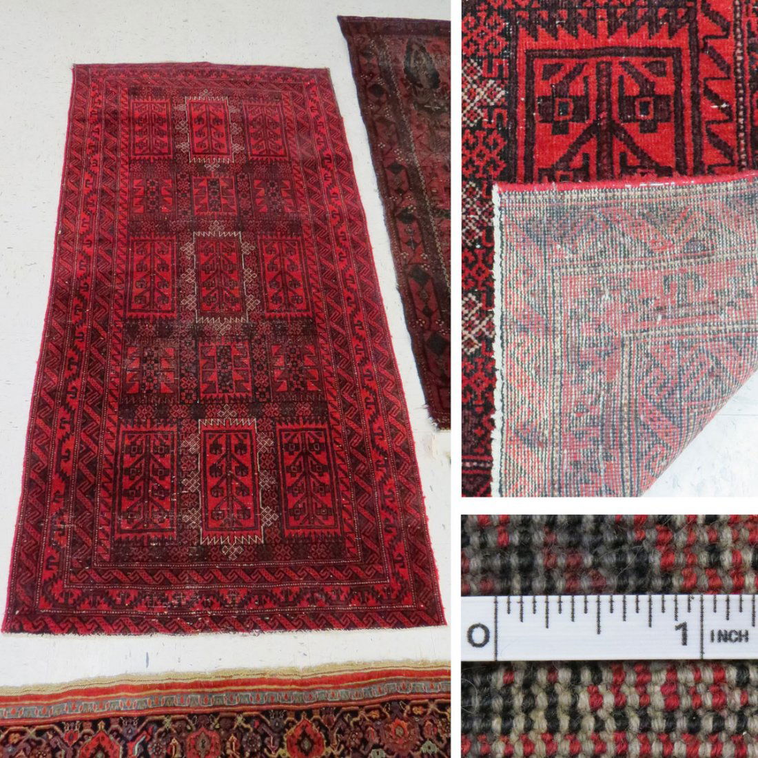 ANTIQUE AFGHAN RUG: ANTIQUE AFGHAN RUG. 3'6" X 7'1"