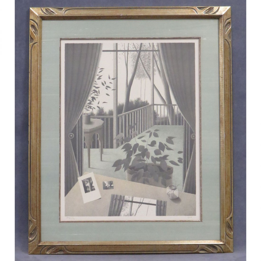 ROBERT KIPNISS (AMERICAN 1931-), LITHOGRAPH: ROBERT KIPNISS (AMERICAN 1931-), LITHOGRAPH, PORCH WITH PLANTS, SIGNED AP XIII/XXV. SIGHT 24 1/2 X 19"; FRAMED AND GLAZED-33 1/2 X 28"