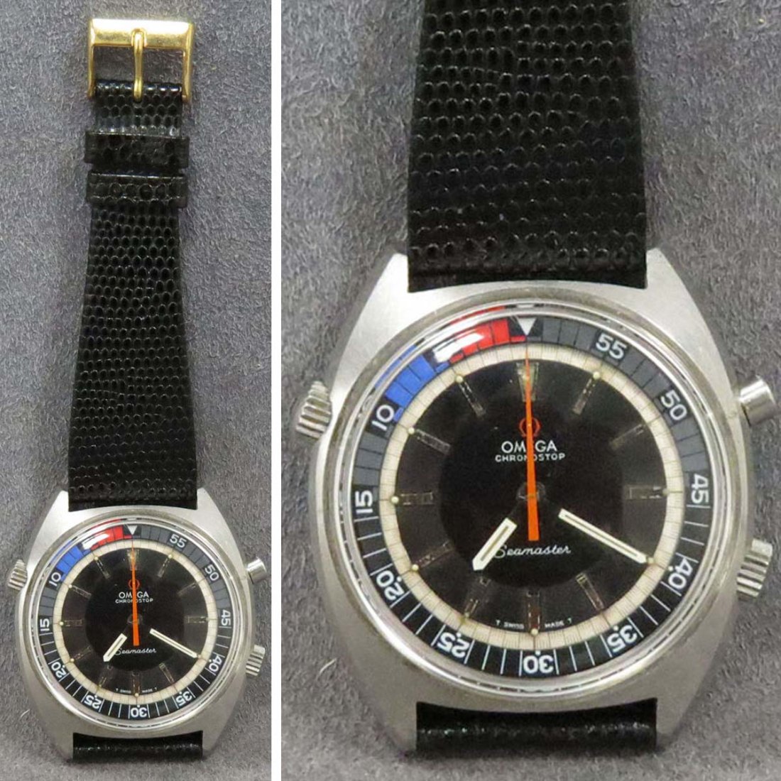 VINTAGE OMEGA STAINLESS SEAMASTER WRISTWATCH: VINTAGE OMEGA STAINLESS SEAMASTER CHRONOSTOP MECHANICAL YACHT TIMER WRISTWATCH, C.1969. 41MM