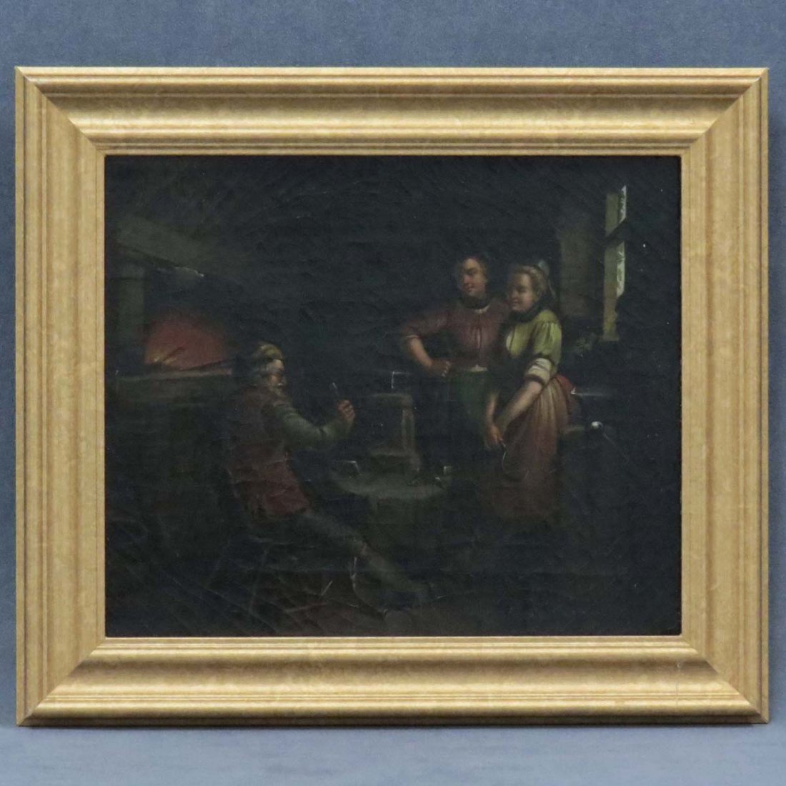 GERMAN SCHOOL (19TH CENTURY) OIL ON CANVAS: GERMAN SCHOOL (19TH CENTURY) OIL ON CANVAS, THE BLACKSMITH, UNSIGNED. 10 1/2 X 12 1/2"; FRAMED 14 X 16"