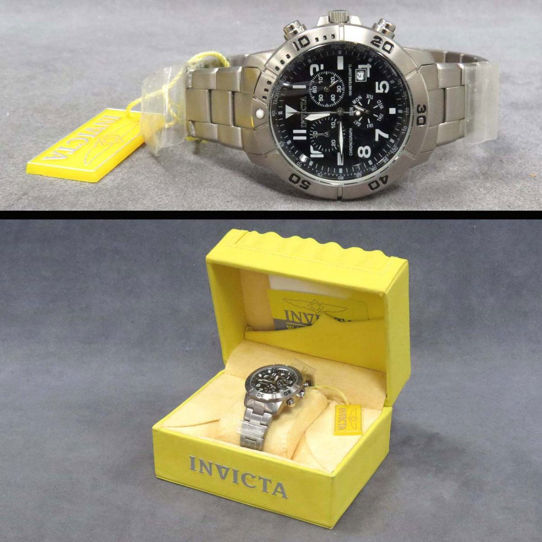 INVICTA TITANIUM FORCE 5746 QUARTZ WRISTWATCH: INVICTA TITANIUM FORCE 5746 QUARTZ CHRONOGRAPH WRISTWATCH, WITH CASE AND PAPERS. 47MM (NIB)